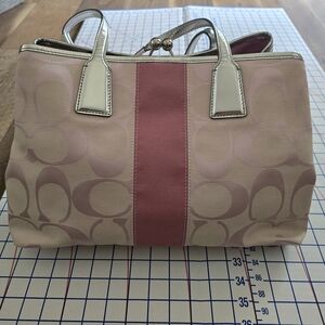 COACH Pink and Tan Signature Tote